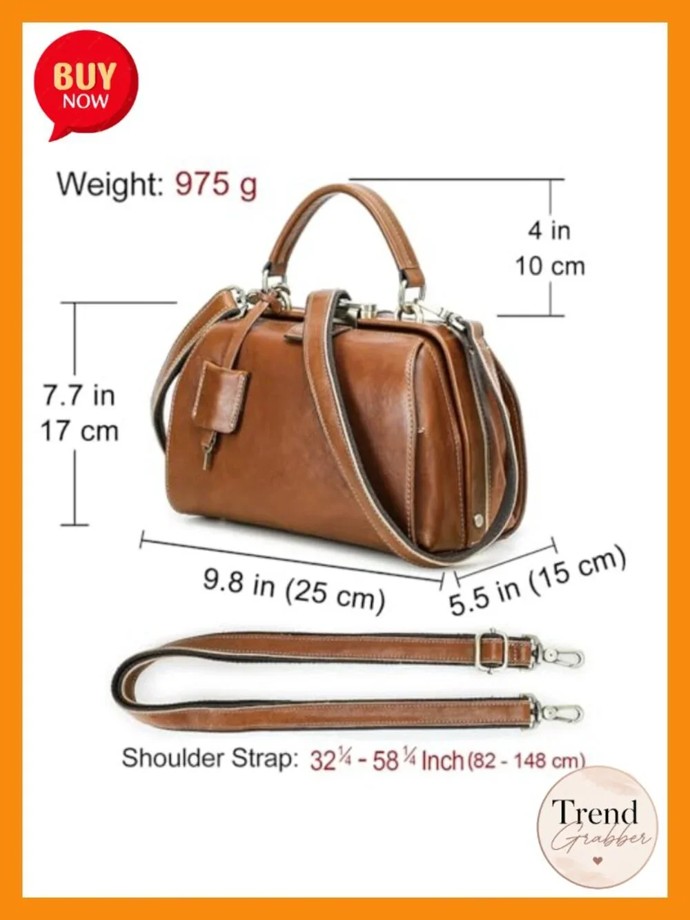 Full Grain Leather Doctor Bag Purse Top Handle Bag with Key Lock